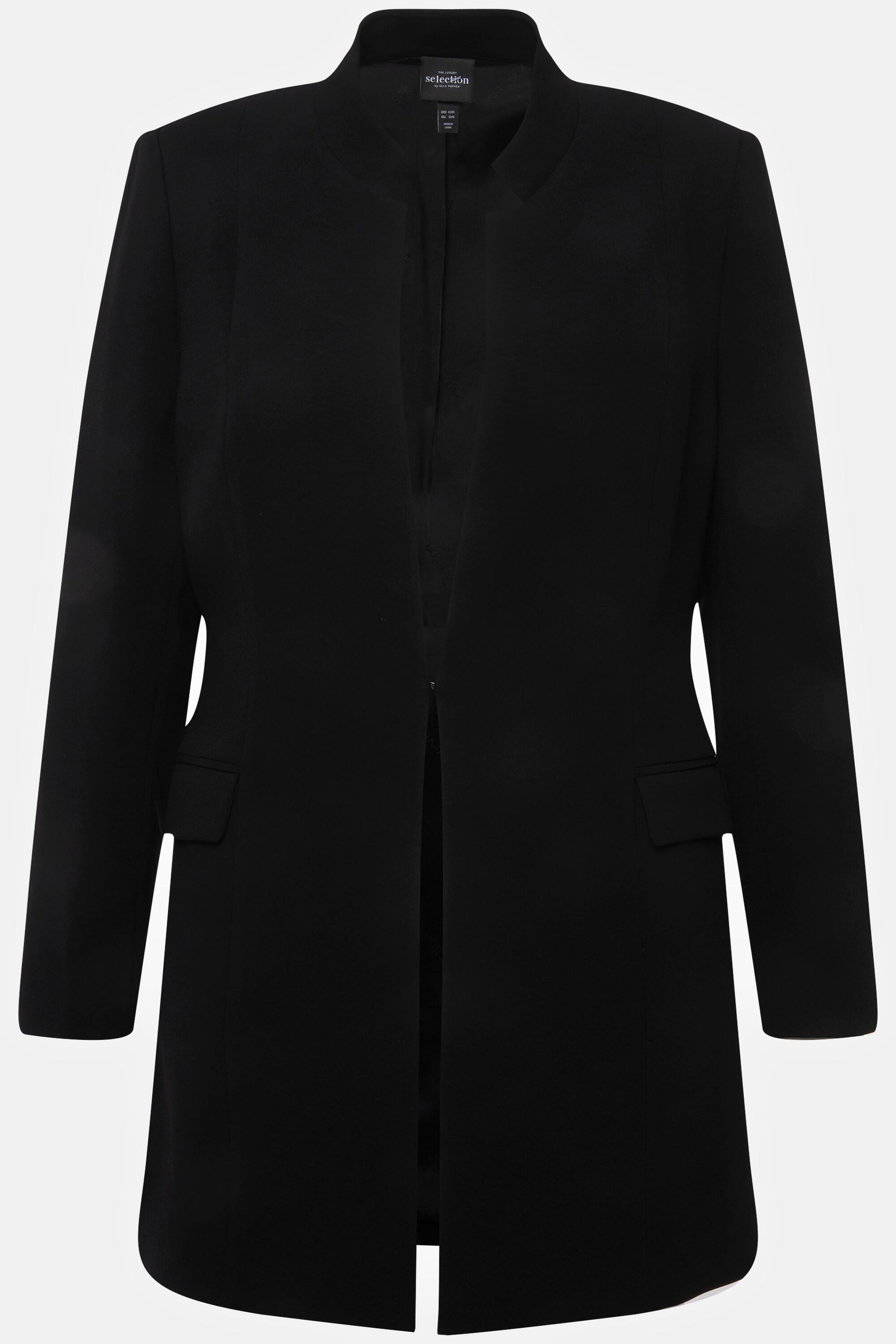 Ulla Popken  Blazer in acetato con collo alto e gancino 