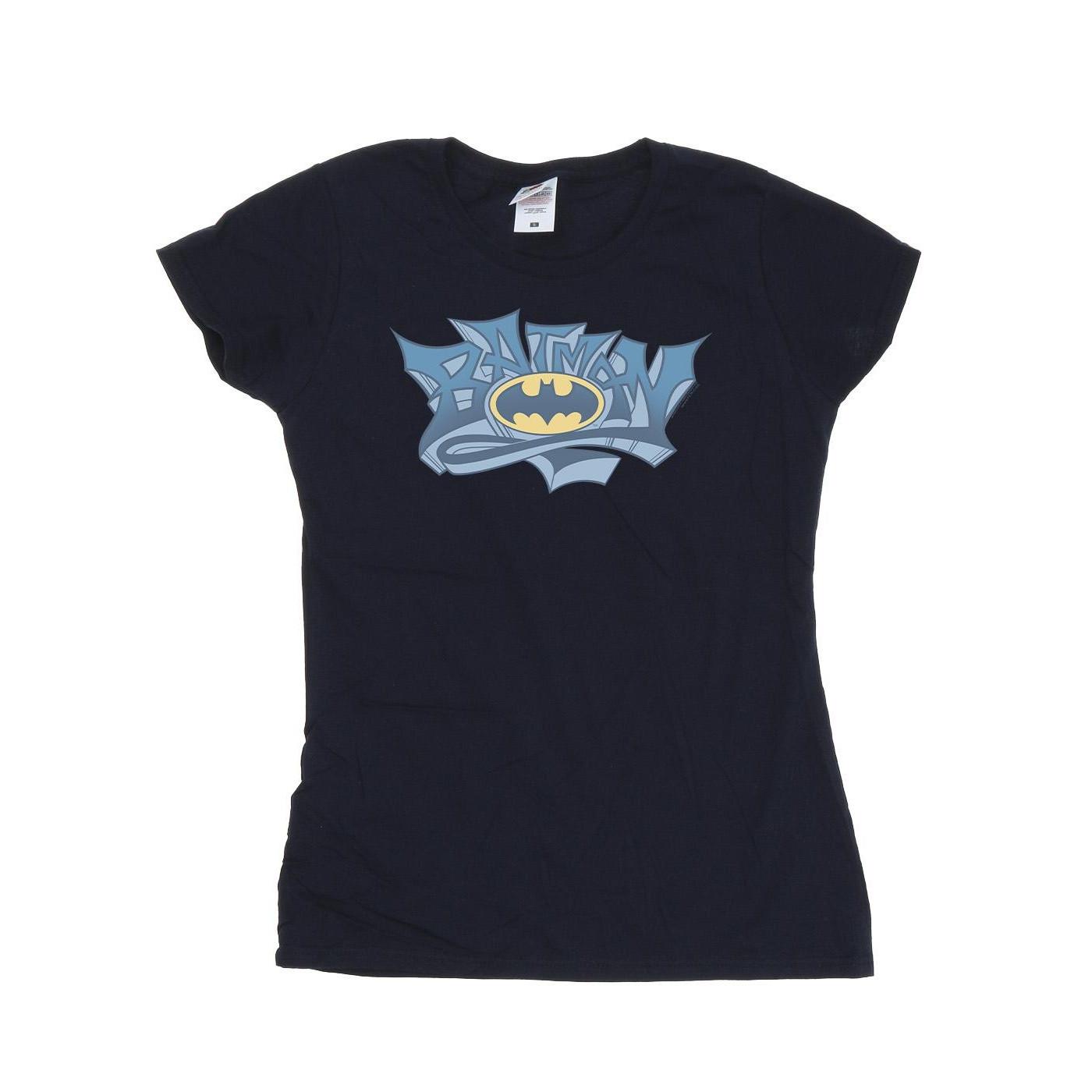 Image of Batman Graffiti Logo Tshirt Damen Marine S