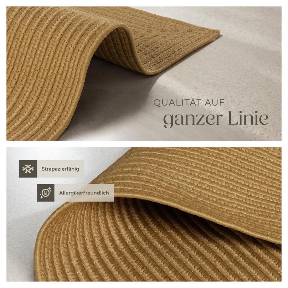 Tectake Geflochtener Teppich Raya verschiedene Größen Boho-Stil, für In- und Outdoor  