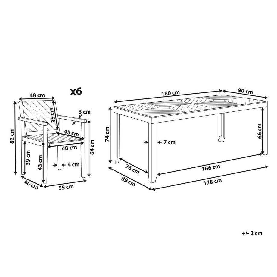 Beliani Set da pranzo per 6 persone en Legno d'acacia Classico BARATTI  