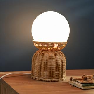 La Redoute Intérieurs Lampe à poser rotin et verre opaline  