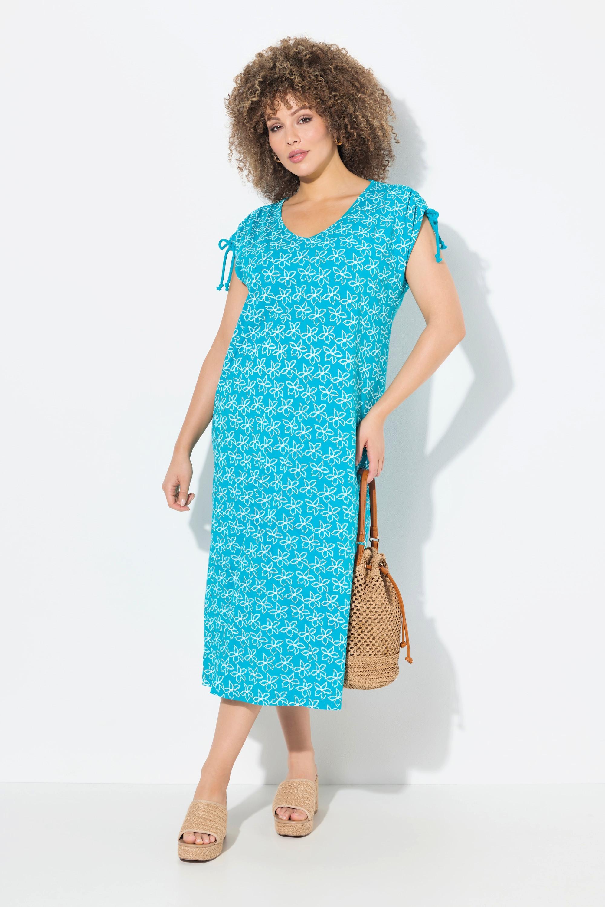 Ulla Popken Abito Midi Floreale Linea A Scollo a V Senza Maniche  