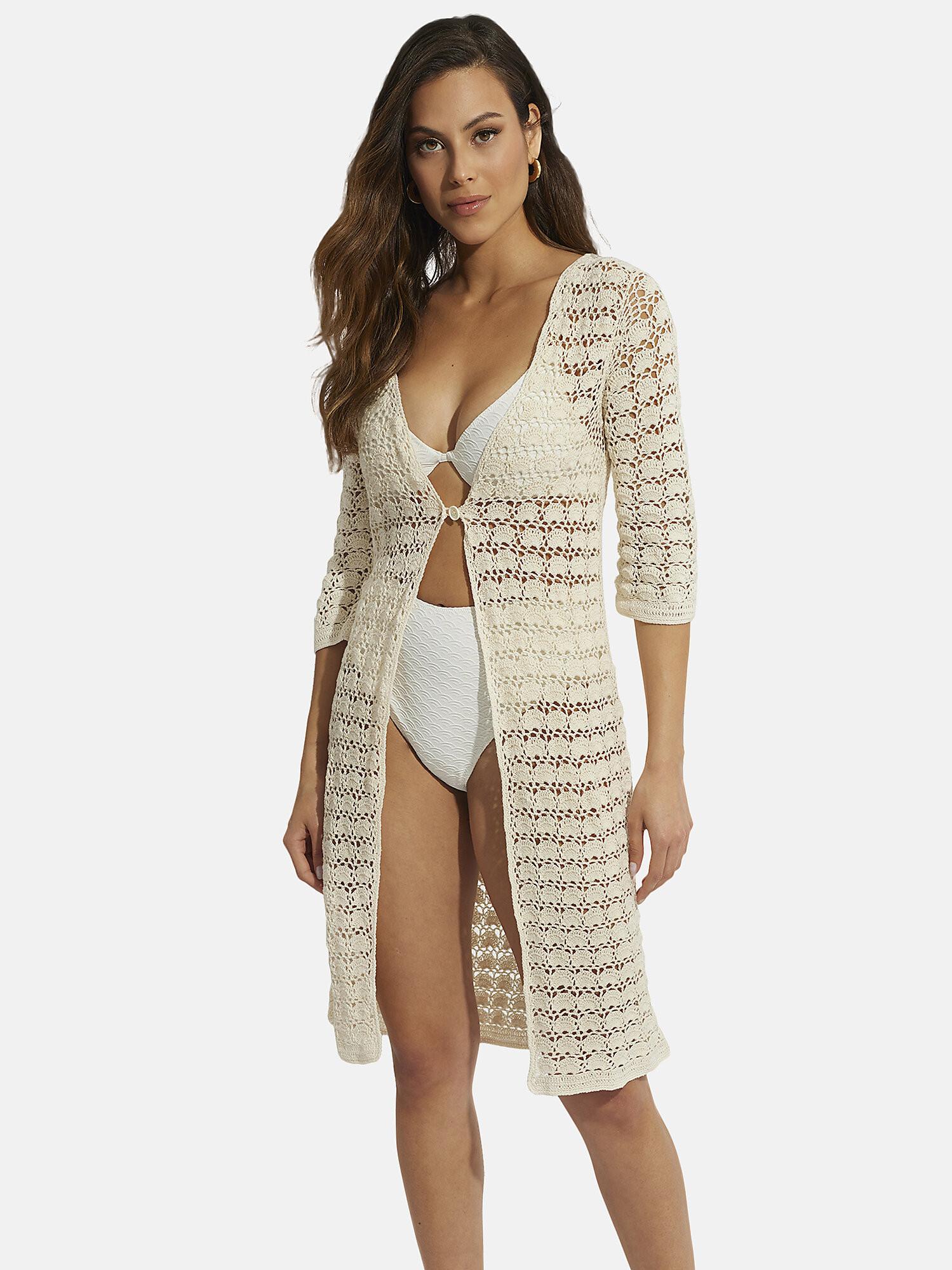 Image of Strandkimono Mit Dreiviertel-ärmeln Complementos Unisex Light Beige XL