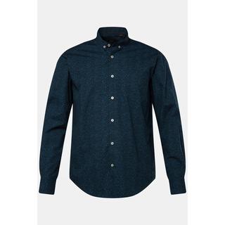 JP1880  Camicia dalla vestibilità moderna con stampa allover, maniche lunghe e collettino button-down blu notte 