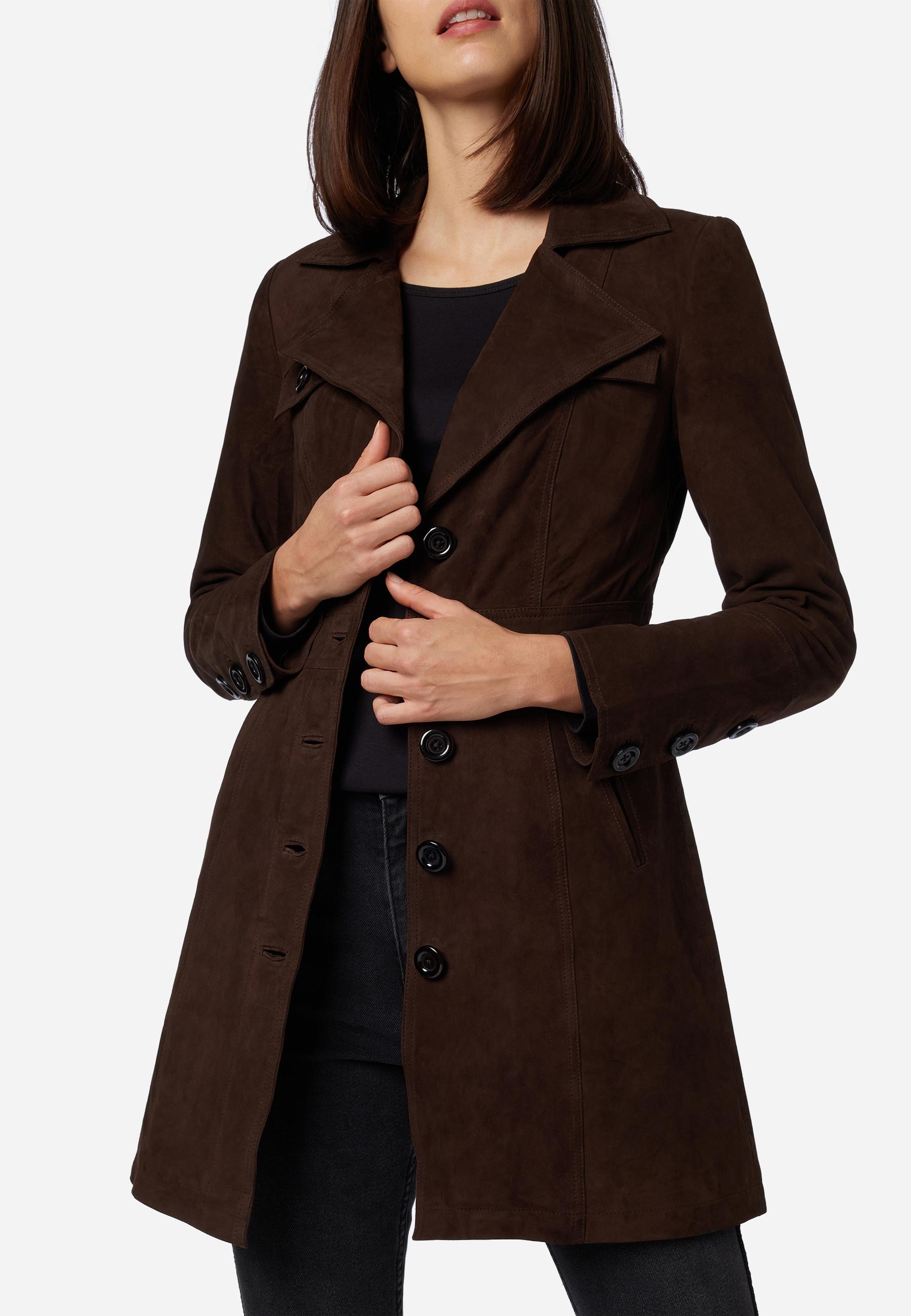 RICANO  Manteau en cuir  Lucy, avec boutons et col réversible 