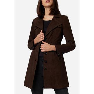 RICANO  Manteau en cuir  Lucy, avec boutons et col réversible 