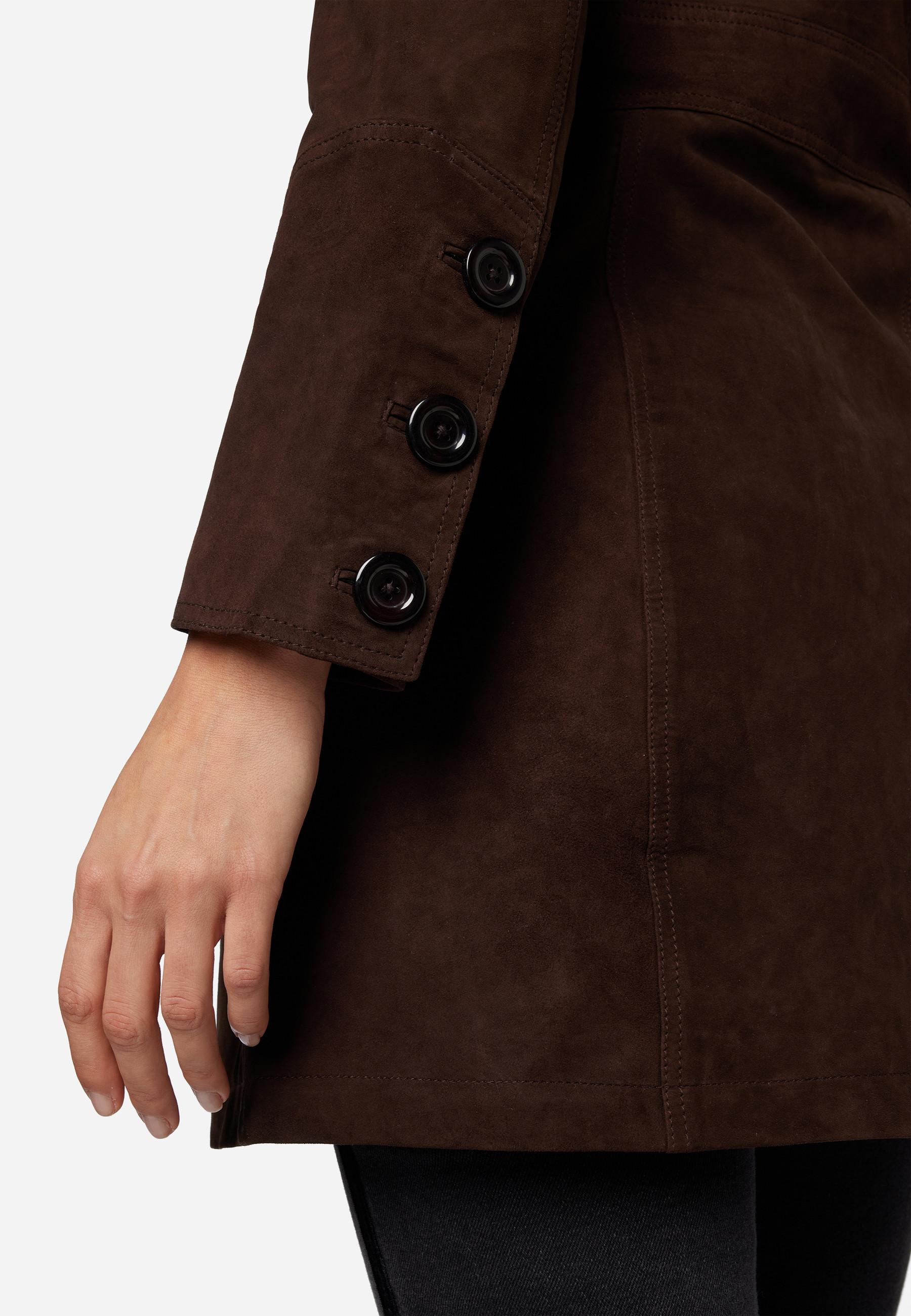 RICANO  Manteau en cuir  Lucy, avec boutons et col réversible 