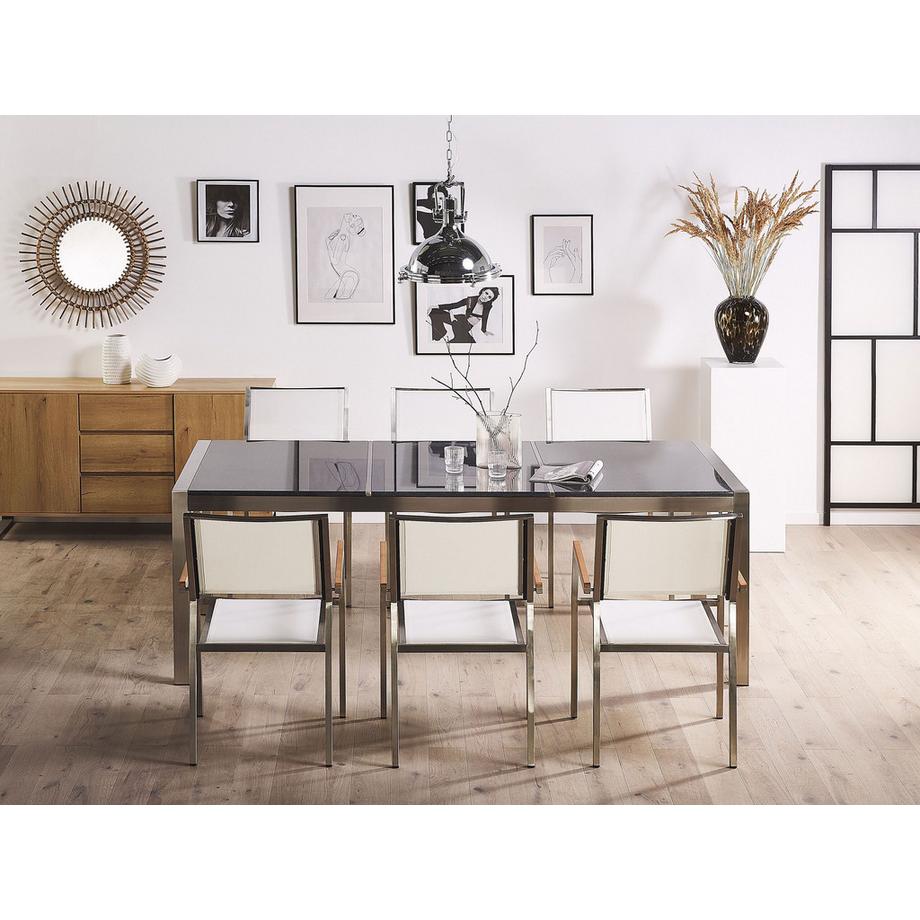 Beliani Table de salle à manger de jardin en Granit Industriel GROSSETO  