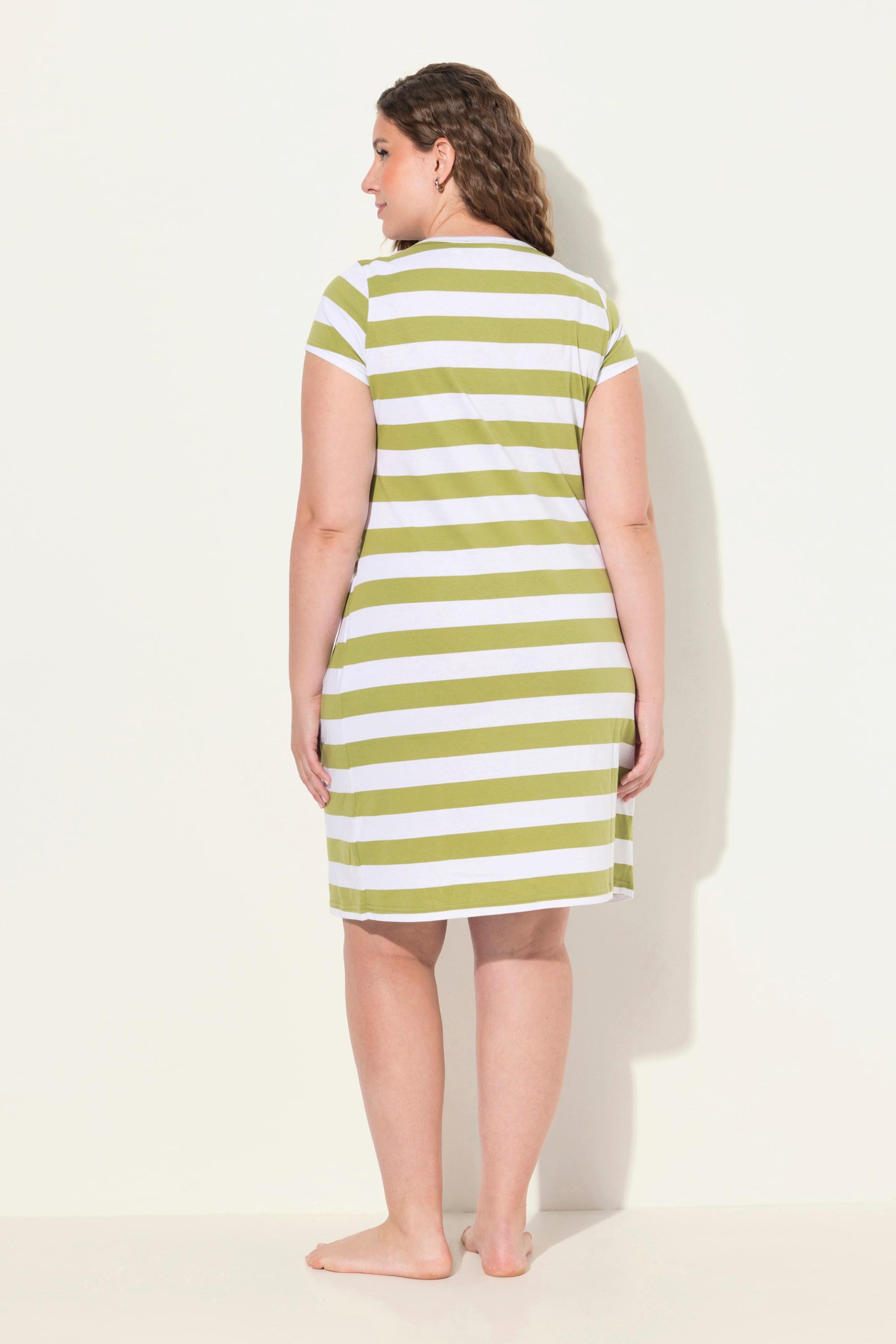 Ulla Popken Abito Bellieva Jersey Mezza Manica Arricciatura Laterale Cotone Biologico GOTS  