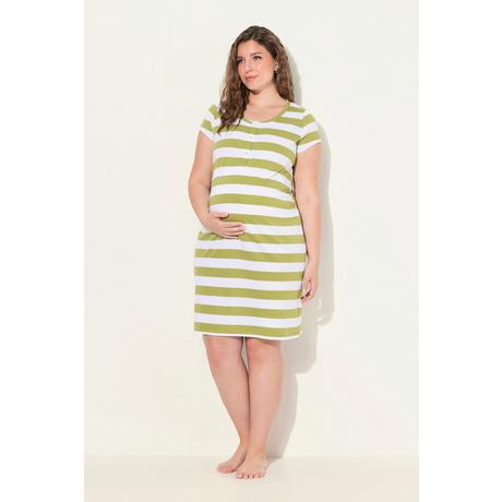 Ulla Popken Abito Bellieva Jersey Mezza Manica Arricciatura Laterale Cotone Biologico GOTS  