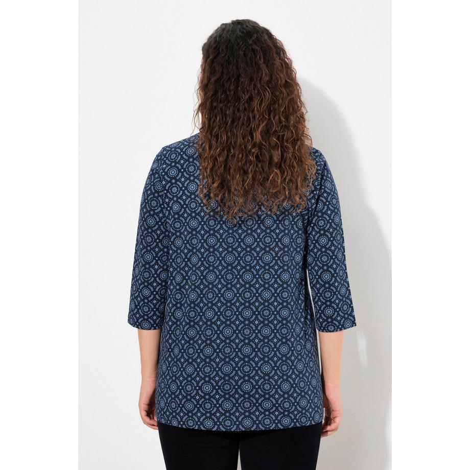 Ulla Popken Maglia Taglio Svasato Pieghe Decorative Scollo a V Maniche 3/4  