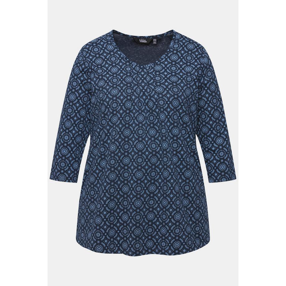 Ulla Popken Maglia Taglio Svasato Pieghe Decorative Scollo a V Maniche 3/4  