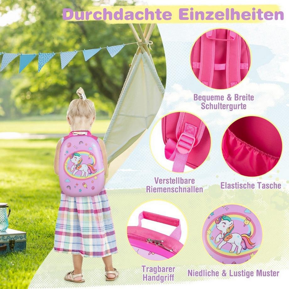 Northix  Valise pour enfants valise rigide à roulettes ensemble de bagages à main 2 pièces avec roues pivotantes rose 