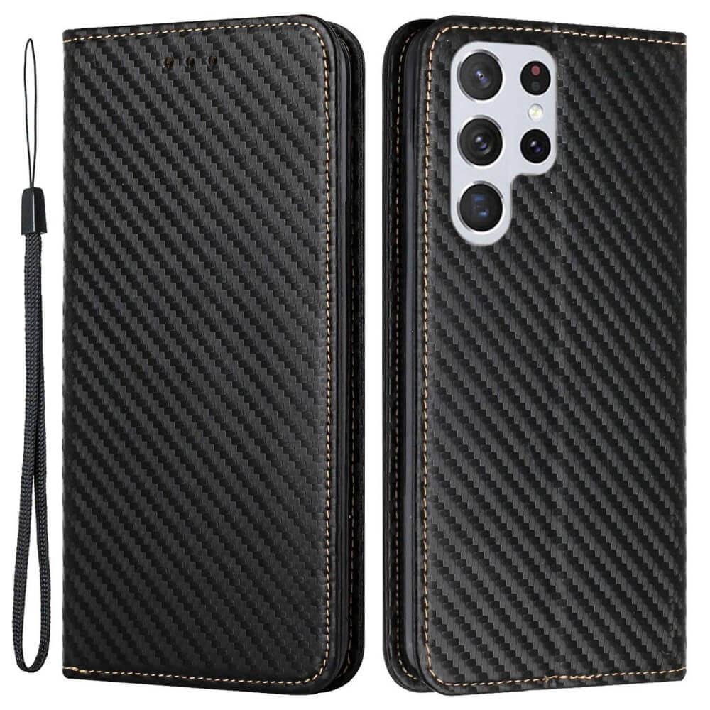 Cover-Discount  Galaxy S23 Ultra - Carbon Look Flip Case Cover nero 