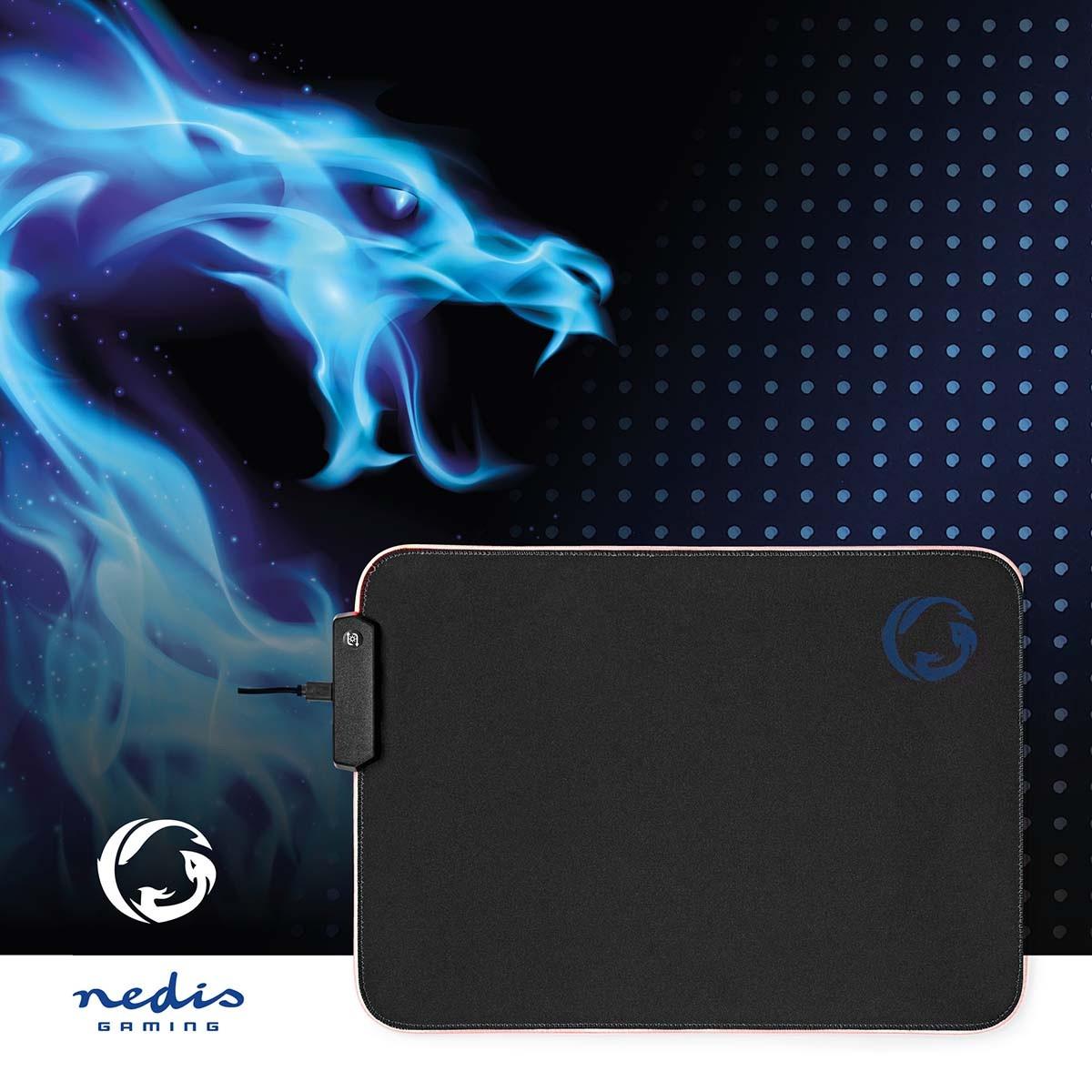 Nedis  Mousepad da gioco | Gomma / Microfibra | Nero 