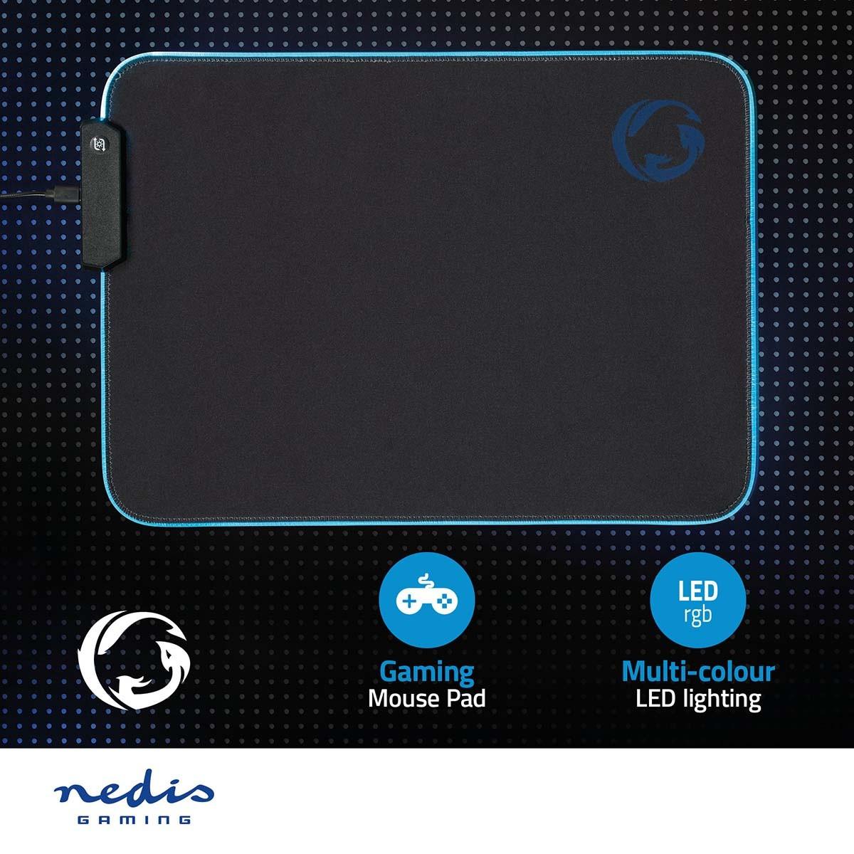 Nedis  Mousepad da gioco | Gomma / Microfibra | Nero 