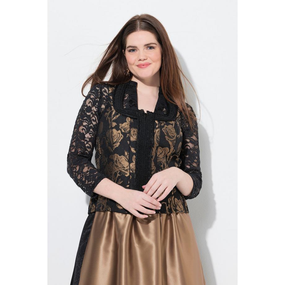 Ulla Popken Corsetto Tracht Slim Velluto Scollo Rettangolare  