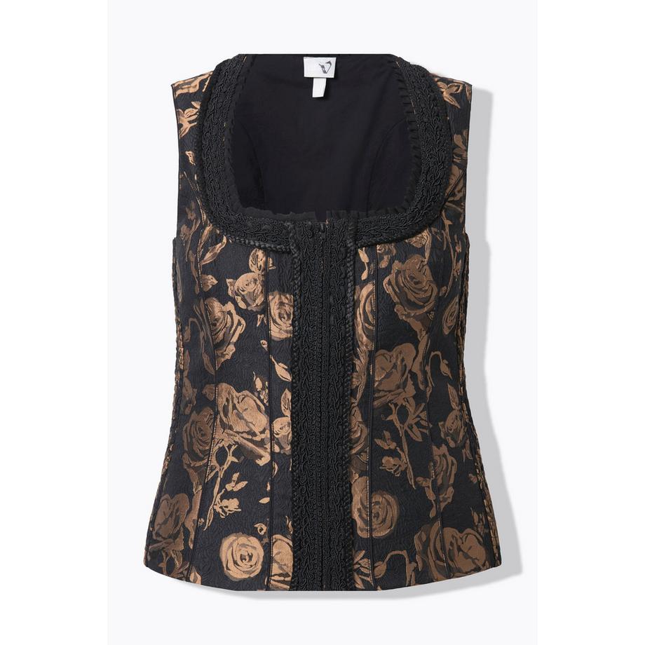 Ulla Popken Corsetto Tracht Slim Velluto Scollo Rettangolare  