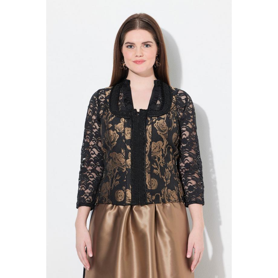 Ulla Popken Corsetto Tracht Slim Velluto Scollo Rettangolare  