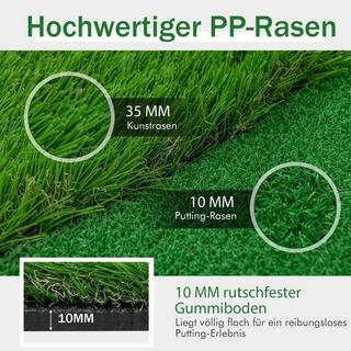 Northix  300 x 100 cm Golf Puttingmatte Golfmatte mit Kunstrasen Trainingsmatte für Zuhause Grün 