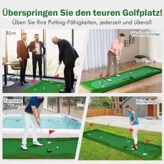 Northix  300 x 100 cm Golf Puttingmatte Golfmatte mit Kunstrasen Trainingsmatte für Zuhause Grün 