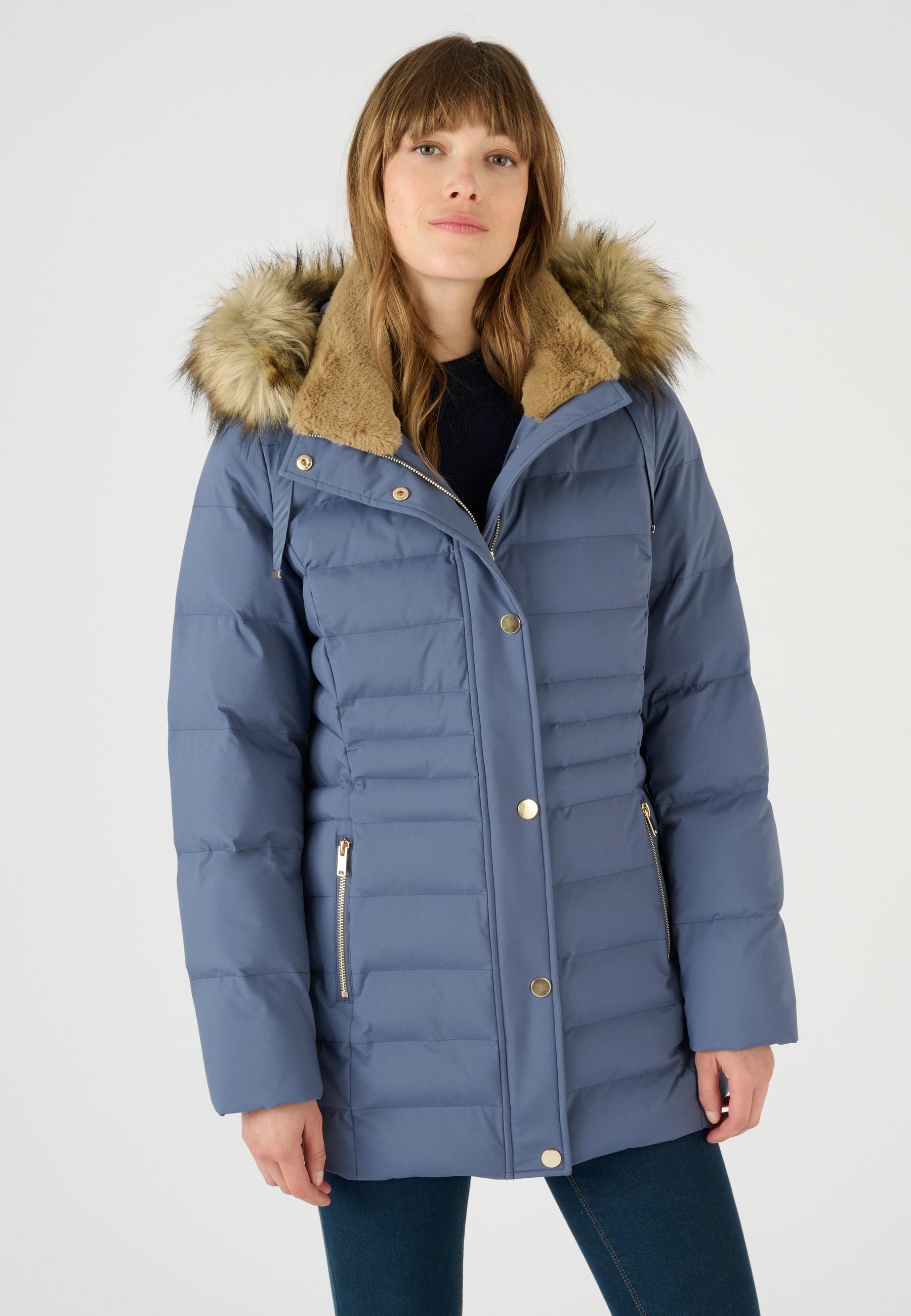 Image of Parka Aus Mattem Stoff Thermolactyl Damen Blau 46-48