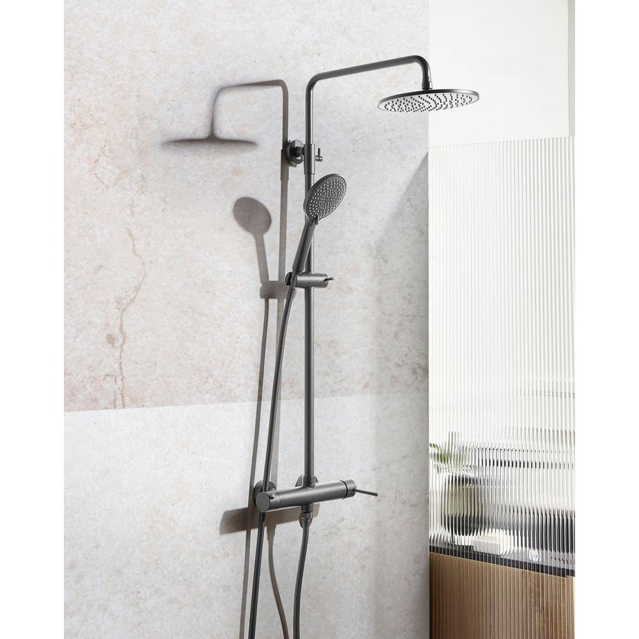 Beliani Set doccia con miscelatore e soffione a pioggia en Ottone Moderno PUYEHUE  