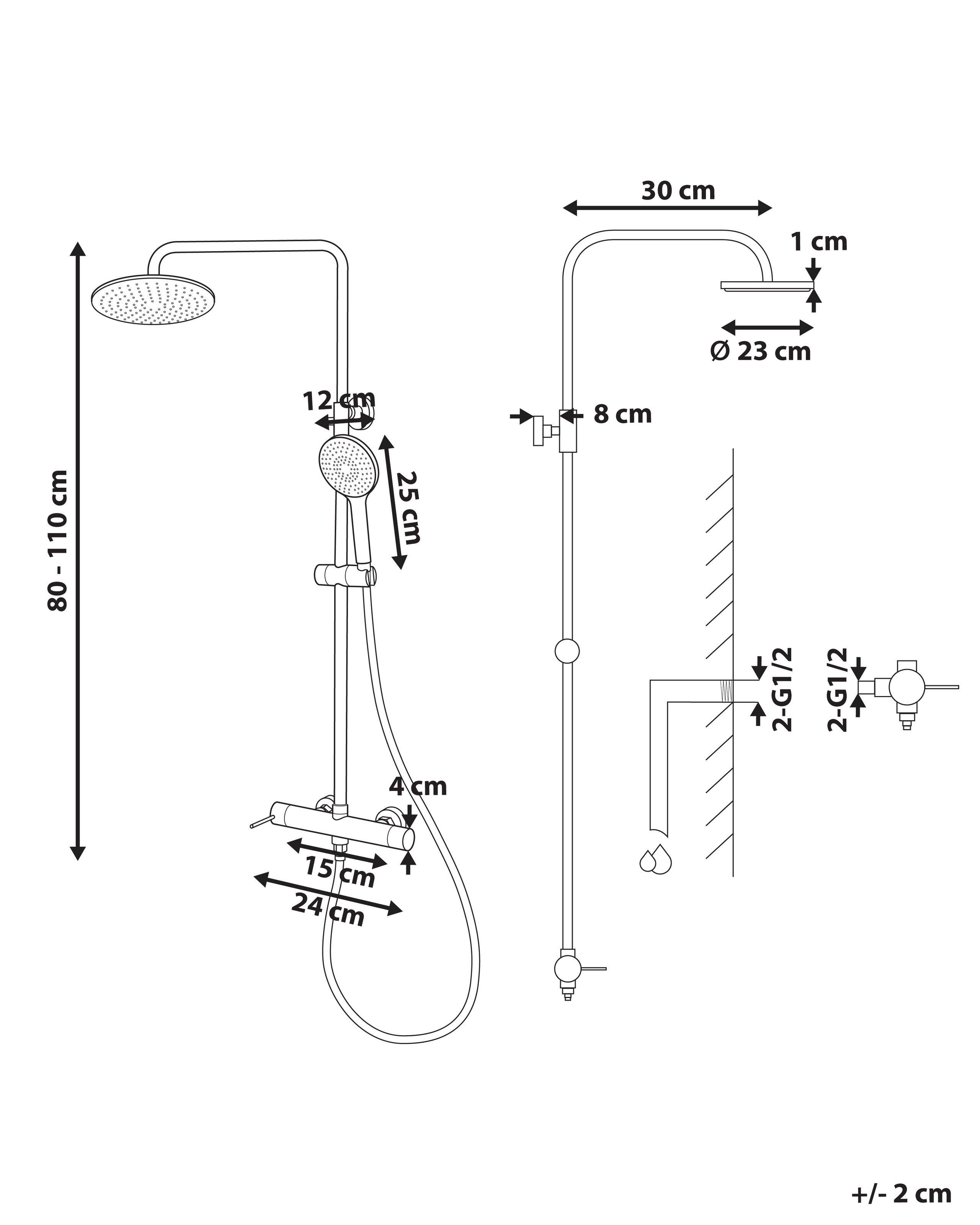 Beliani Duschsystem mit Mischbatterie und Regenbrause aus Messing Modern PUYEHUE  
