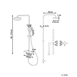 Beliani Duschsystem mit Mischbatterie und Regenbrause aus Messing Modern PUYEHUE  