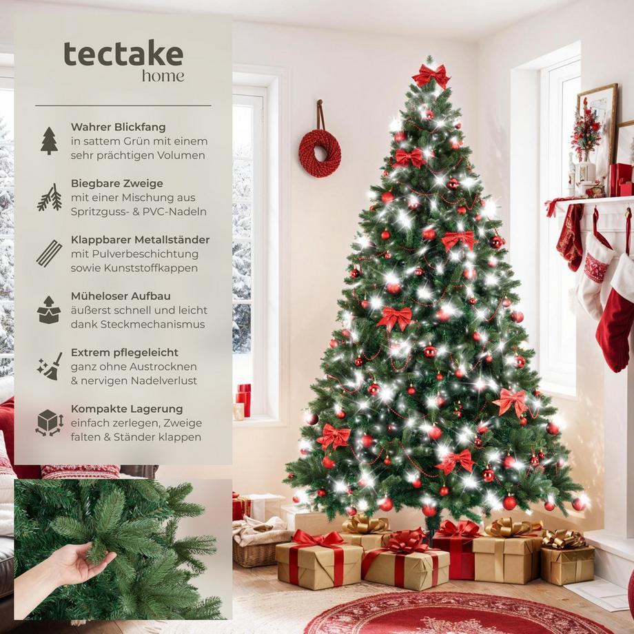 Tectake Albero di Natale artificiale Prancer, aghi in pressofusione  