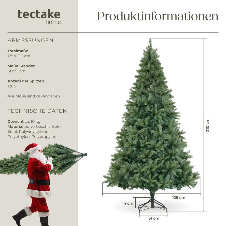 Tectake Albero di Natale artificiale Prancer, aghi in pressofusione  