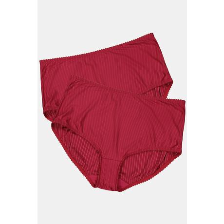 Ulla Popken  Lot de 2 culottes midi. Fines rayures, échancrure haute 