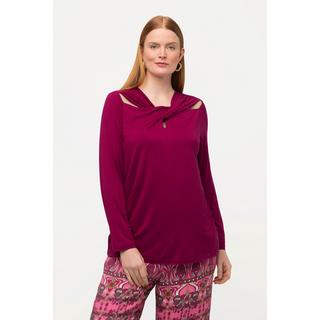 Ulla Popken  Shirt, drapierter Ausschnitt, Cut-Outs, 3/4-Arm 