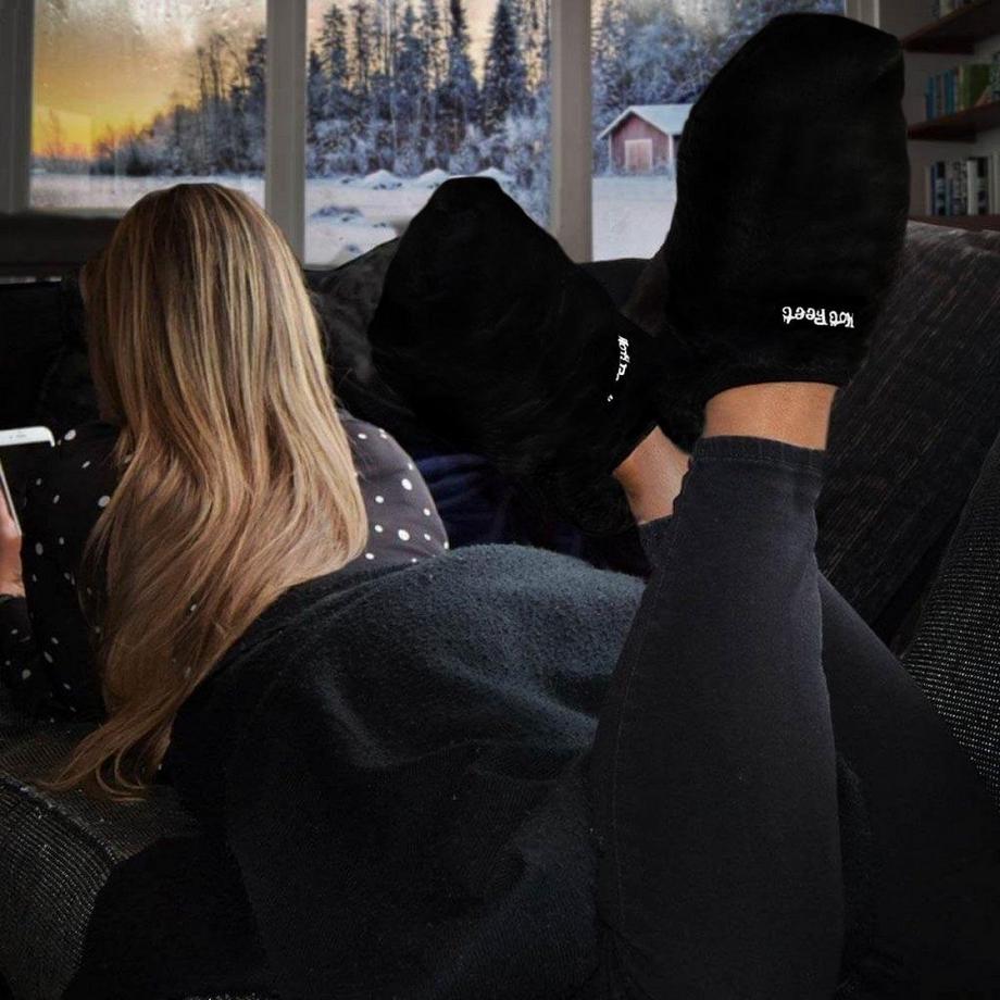 Mikamax  Heiße Füße, beheizbare Hausschuhe - Schwarz 