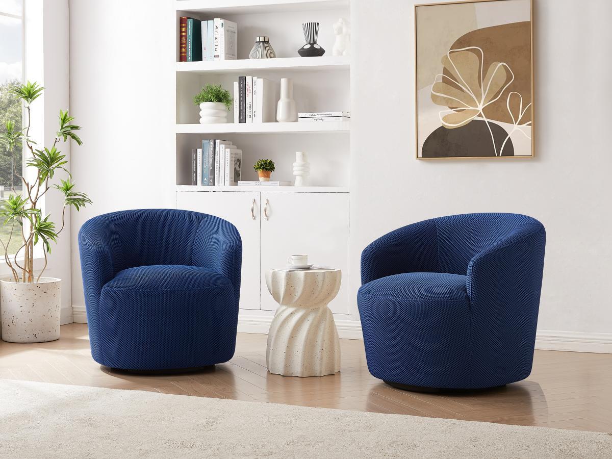 Vente-unique Fauteuil pivotant en tissu 3D bleu nuit ACERETO  