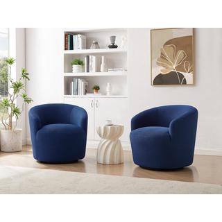 Vente-unique Fauteuil pivotant en tissu 3D bleu nuit ACERETO  