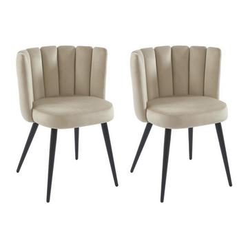 Lot de 2 chaises en velours et métal noir - Beige - PRANILA de Pascal MORABITO