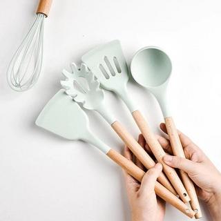 eStore  11x Ustensiles de Cuisine en Silicone avec Support 