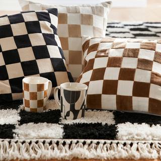 La Redoute Intérieurs Lysmée Schachbrett Kissenbezug  