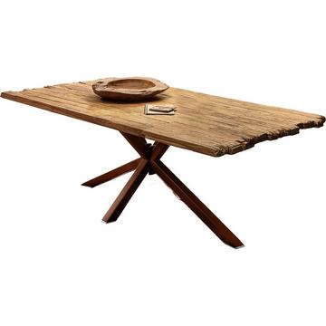 Massivholztisch 240x100 - recyceltes Teak natur - Metall antik