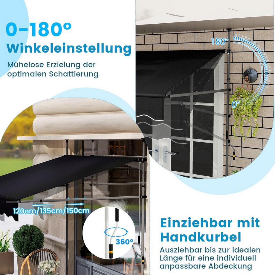 Northix Einziehbare Markise mit Kurbel  