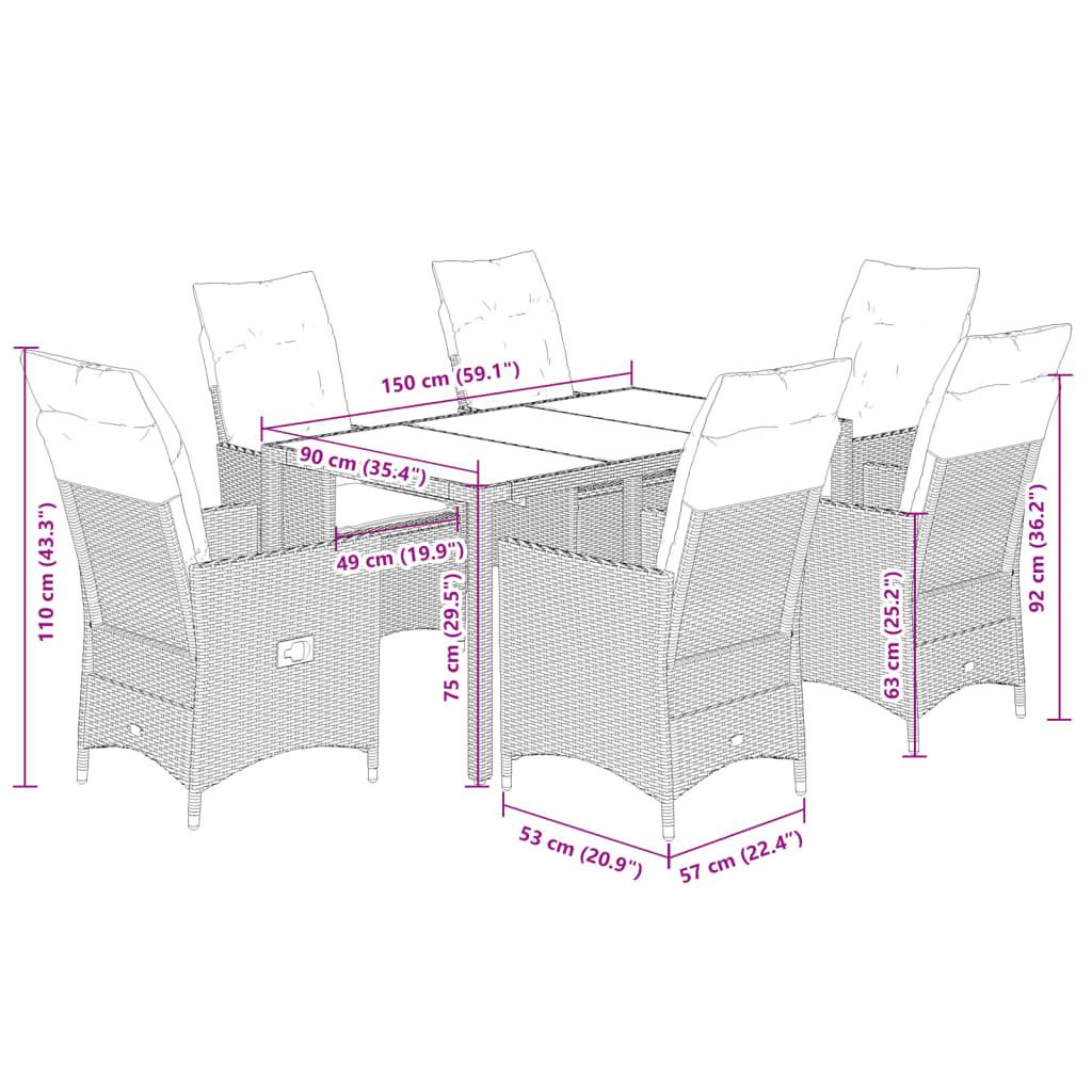 VidaXL set da pranzo da giardino Polirattan  