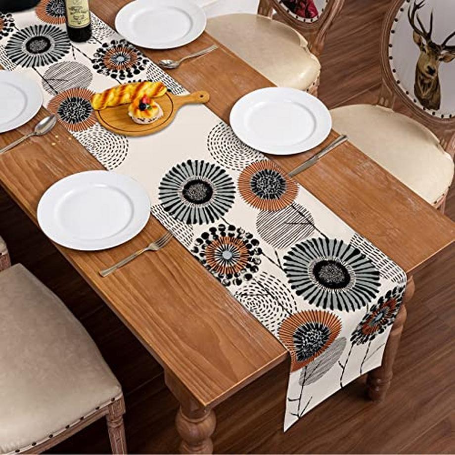 Alopini Chemin de table vintage lavable pour la salle à manger et la cuisine  