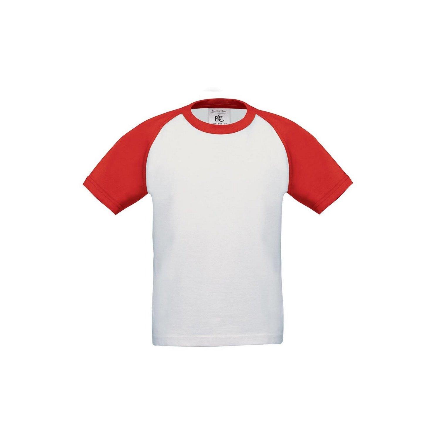 Image of B&c Baseball Tshirt Kurzarm Jungen Weiss 12-14A