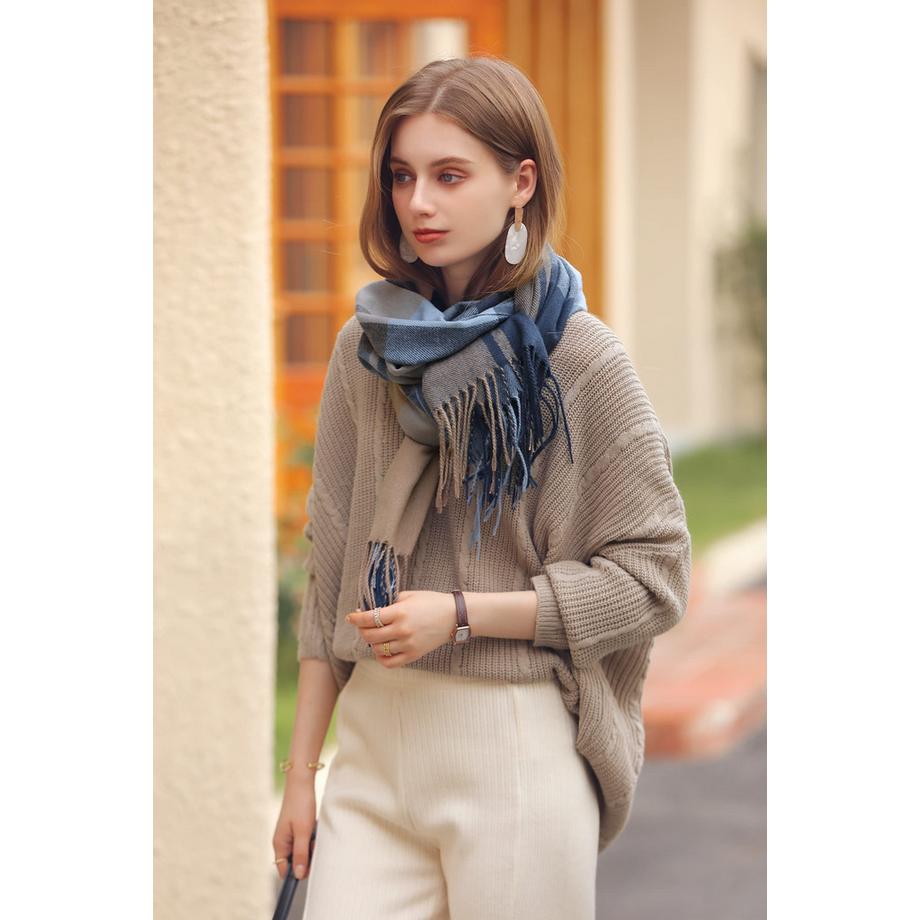 Only-bags.store Sciarpa Oversize a Quadri Effetto Cashmere  