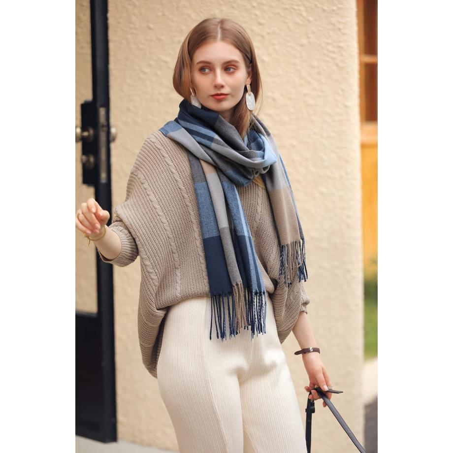 Only-bags.store Sciarpa Oversize a Quadri Effetto Cashmere  