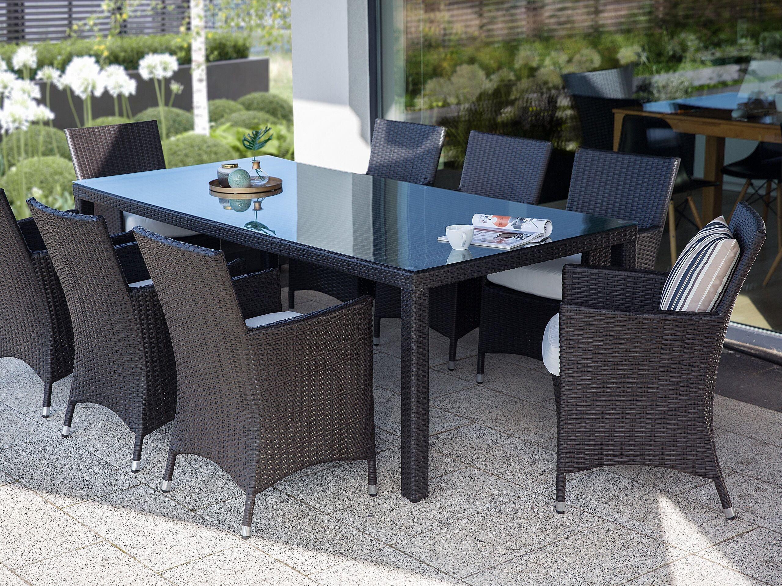 Beliani Table de salle à manger de jardin pour 8 personnes en Polyrotin Traditionnel ITALY  