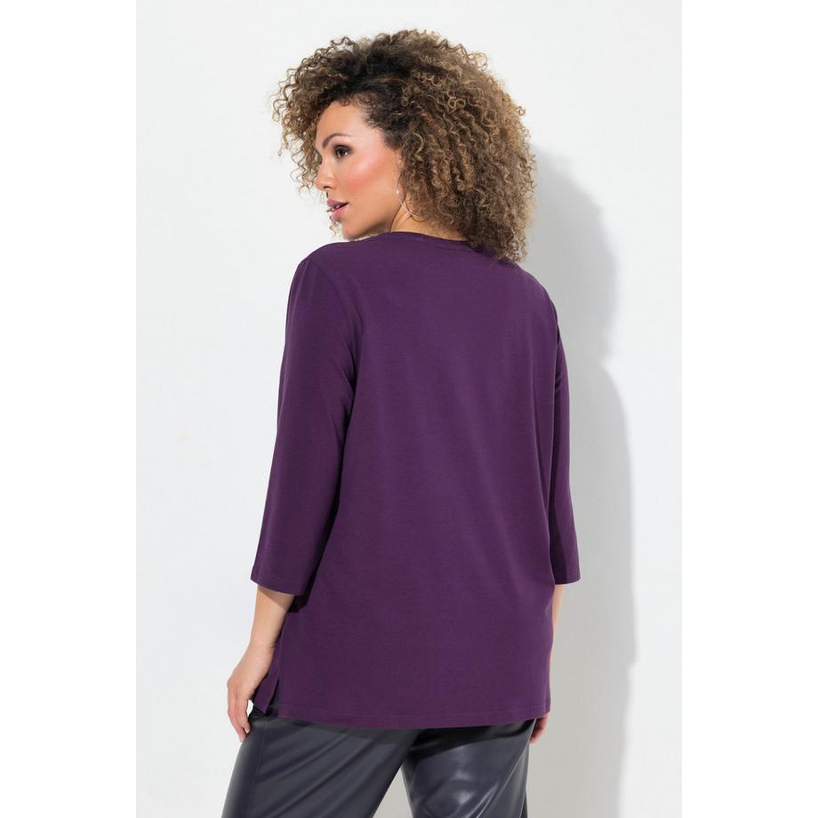 Ulla Popken Maglia Taschino Decorato Scollo a Girocollo Maniche 3/4  