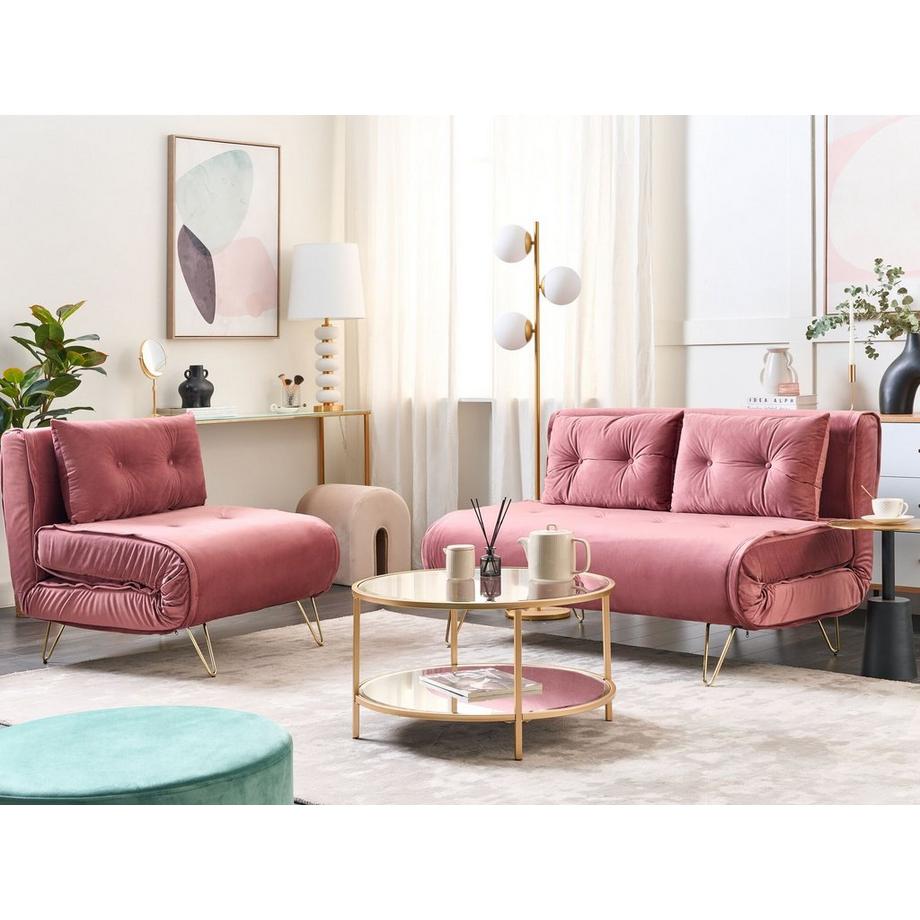 Beliani Wohnzimmer Set aus Samtstoff Glamourös VESTFOLD  