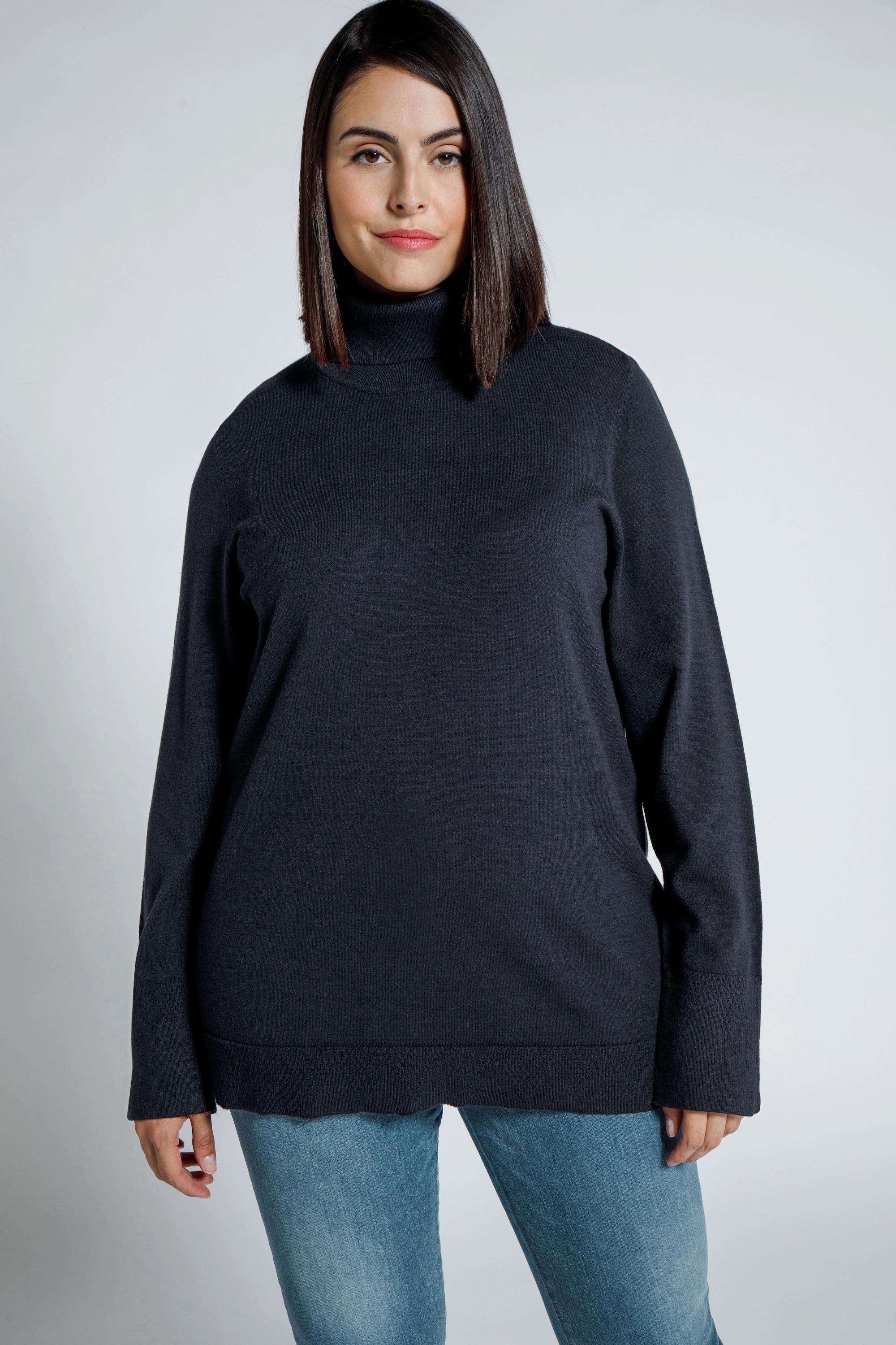 Ulla Popken  Rollkragenpullover, breite Rippbündchen, Langarm 